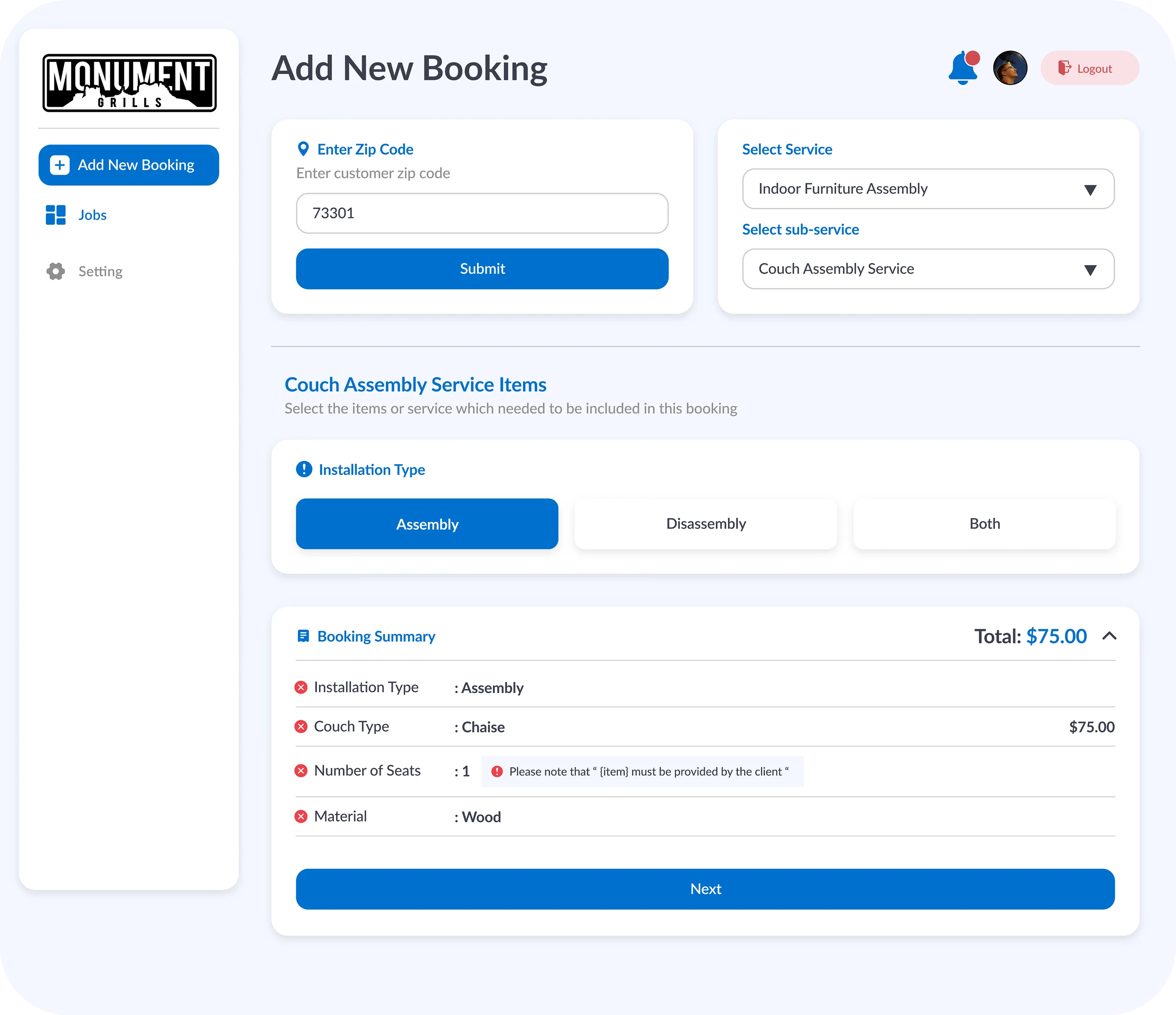 Dashboard Screenshot